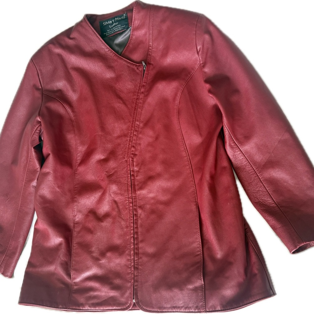 Argentine Genuine Leather Red Jacket / Tailored Minimalist / Fits XL
